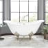 Signature Hardware Arabella 61" Cast Iron Soaking Clawfoot Tub with Included Overflow Drain and 7" Rim Holes White / Brushed Nickel