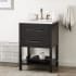 Signature Hardware Robertson 24" Freestanding Mahogany Single Basin Vanity Set with Cabinet, Vanity Top, and Oval Undermount Sink - 8" Faucet Holes Black / Arctic White