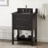 Signature Hardware Robertson 24" Single Vanity Set with Mahogany Cabinet, Quartz Vanity Top, and Rectangular Sink - 1-1/2" Faucet Holes Black / Absolute Black