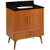 Signature Hardware Novak 30" Freestanding Teak Single Basin Vanity Set with Cabinet, Vanity Top, and Rectangular Undermount Sink - Single Faucet Hole Teak / Absolute Black