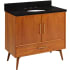 Signature Hardware Novak 36" Freestanding Teak Single Basin Vanity Set with Cabinet, Vanity Top, and Oval Undermount Sink - 8" Faucet Holes Natural Teak / Absolute Black