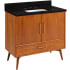 Signature Hardware Novak 36" Freestanding Teak Single Basin Vanity Set with Cabinet, Vanity Top, and Rectangular Undermount Sink - 8" Faucet Holes Teak / Absolute Black