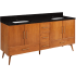 Signature Hardware Novak 72" Freestanding Teak Double Basin Vanity Set with Cabinet, Vanity Top, and Rectangular Undermount Sinks - Single Faucet Holes Teak / Absolute Black