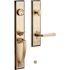 Signature Hardware Aurick Right Handed Solid Brass Keyed Entry Door Lever Set with 2-3/8" Backset Antique Brass