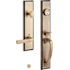 Signature Hardware Aurick Left Handed Solid Brass Keyed Entry Door Lever Set with 2-3/4" Backset Antique Brass