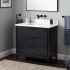 Signature Hardware Hytes 36" Freestanding Mahogany Single Basin Vanity Set with Cabinet, Vanity Top, and Rectangular Undermount Sink - No Faucet Holes Midnight Navy Blue / Arctic White