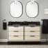 Signature Hardware Hytes 60" Freestanding Mahogany Double Basin Vanity Set with Cabinet, Vanity Top, and Rectangular Undermount Sink - Single Faucet Holes Sky Gray / Absolute Black
