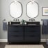 Signature Hardware Hytes 60" Freestanding Mahogany Double Basin Vanity Set with Cabinet, Vanity Top, and Rectangular Undermount Sink - No Faucet Holes Midnight Navy Blue / Absolute Black