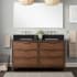 Signature Hardware Hytes 60" Freestanding Mahogany Double Basin Vanity Set with Cabinet, Vanity Top, and Rectangular Undermount Sink - No Faucet Holes Carob Brown / Absolute Black