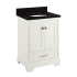 Signature Hardware Quen 24" Freestanding Single Basin Vanity Set with Cabinet, Vanity Top, and Oval Undermount Sink - 8" Faucet Holes Soft White / Absolute Black
