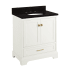 Signature Hardware Quen 30" Freestanding Single Basin Vanity Set with Cabinet, Vanity Top, and Oval Undermount Sink - 8" Faucet Holes Soft White / Absolute Black