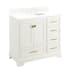 Signature Hardware Quen 36" Freestanding Single Basin Vanity Set with Cabinet, Vanity Top, and Oval Undermount Sink - 8" Faucet Holes Soft White / Feathered White