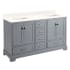 Signature Hardware Quen 60" Freestanding Double Basin Vanity Set with Cabinet, Vanity Top, and Rectangular Undermount Sinks - No Faucet Holes Gray / Arctic White