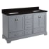 Signature Hardware Quen 60" Freestanding Double Basin Vanity Set with Cabinet, Vanity Top, and Rectangular Undermount Sinks - No Faucet Holes Gray / Absolute Black