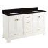Signature Hardware Quen 60" Freestanding Double Basin Vanity Set with Cabinet, Vanity Top, and Oval Undermount Sinks - 8" Faucet Holes Soft White / Absolute Black