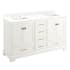 Signature Hardware Quen 60" Freestanding Double Basin Vanity Set with Cabinet, Vanity Top, and Rectangular Undermount Sinks - 8" Faucet Holes Soft White / Feathered White