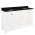Signature Hardware Quen 72" Freestanding Double Basin Vanity Set with Cabinet, Vanity Top, and Oval Undermount Sinks - 8" Faucet Holes Soft White / Absolute Black