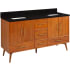 Signature Hardware Novak 60" Freestanding Teak Double Basin Vanity Set with Cabinet, Vanity Top, and Rectangular Undermount Sinks - No Faucet Holes Teak / Absolute Black