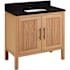 Signature Hardware Ayanna 36" Freestanding Mindi Wood Single Basin Vanity Set with Cabinet, Vanity Top and Rectangular Undermount Sink - Single Faucet Hole Natural Mindi / Absolute Black