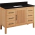 Signature Hardware Ayanna 48" Freestanding Mindi Wood Single Basin Vanity Set with Cabinet, Vanity Top and Rectangular Undermount Sink - Single Faucet Hole Natural Mindi / Absolute Black