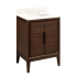 Signature Hardware Aliso 24" Freestanding Teak Single Basin Vanity Set with Cabinet, Vanity Top, and Oval Undermount Sink - 8" Widespread Faucet Holes Java / Arctic White