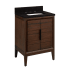 Signature Hardware Aliso 24" Single Vanity Set with Teak Cabinet, Quartz Vanity Top, and Rectangular Sink - 1-1/2" Faucet Holes Java / Absolute Black