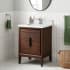 Signature Hardware Aliso 24" Freestanding Teak Single Basin Vanity Set with Cabinet, Vanity Top, and Rectangular Undermount Sink - Single Faucet Hole Java / Carrara Marble