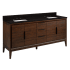 Signature Hardware Aliso 72" Freestanding Teak Single Basin Vanity Set with Cabinet, Vanity Top, and Rectangular Undermount Sinks - 8" Widespread Faucet Holes Java / Absolute Black