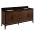 Signature Hardware Aliso 72" Freestanding Teak Double Basin Vanity Set with Cabinet, Vanity Top, and Rectangular Undermount Sinks - No Faucet Holes Java / Absolute Black