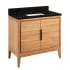 Signature Hardware Aliso 36" Freestanding Teak Single Basin Vanity Set with Cabinet, Vanity Top, and Rectangular Undermount Sink - Single Faucet Hole Natural Teak / Absolute Black