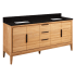 Signature Hardware Aliso 72" Freestanding Teak Double Basin Vanity Set with Cabinet, Vanity Top, and Rectangular Undermount Sinks - No Faucet Holes Natural Teak / Absolute Black