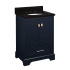 Signature Hardware Quen 24" Freestanding Single Basin Vanity Set with Cabinet, Vanity Top, and Oval Undermount Sink - 8" Faucet Holes Midnight Navy Blue / Absolute Black Granite
