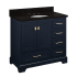 Signature Hardware Quen 36" Freestanding Single Basin Vanity Set with Cabinet, Vanity Top, and Oval Undermount Sink - 8" Faucet Holes Midnight Navy Blue / Absolute Black Granite