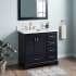 Signature Hardware Quen 36" Freestanding Single Basin Vanity Set with Cabinet, Vanity Top, and Rectangular Undermount Sink - 8" Faucet Holes Midnight Navy Blue / Carrara Marble