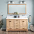 Signature Hardware Quen 60" Freestanding Double Basin Vanity Set with Cabinet, Vanity Top, and Rectangular Undermount Sinks - No Faucet Holes Driftwood Brown / Arctic White Quartz