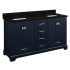 Signature Hardware Quen 60" Freestanding Double Basin Vanity Set with Cabinet, Vanity Top, and Rectangular Undermount Sinks - Single Faucet Holes Midnight Navy Blue / Absolute Black Granite