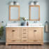 Signature Hardware Quen 72" Freestanding Double Basin Vanity Set with Cabinet, Vanity Top, and Rectangular Undermount Sinks - No Faucet Holes Driftwood Brown / Arctic White Quartz