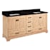 Signature Hardware Quen 72" Freestanding Double Basin Vanity Set with Cabinet, Vanity Top, and Rectangular Undermount Sinks - Single Faucet Holes Driftwood Brown / Absolute Black Granite
