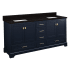 Signature Hardware Quen 72" Freestanding Double Basin Vanity Set with Cabinet, Vanity Top, and Rectangular Undermount Sinks - No Faucet Holes Midnight Navy Blue / Absolute Black