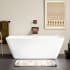 Signature Hardware Laxson 59" Acrylic Soaking Freestanding Tub with Integrated Drain and Overflow White