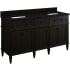 Signature Hardware Elmdale 60" Freestanding Mahogany Double Basin Vanity Set with Cabinet, Vanity Top, and Rectangular Undermount Sink - Single Faucet Holes Charcoal Black / Absolute Black