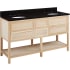 Signature Hardware Robertson 60" Freestanding Mahogany Double Basin Vanity Set with Cabinet, Vanity Top, and Oval Undermount Sinks - 8" Faucet Holes Unfinished / Absolute Black