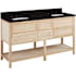 Signature Hardware Robertson 60" Double Vanity Set with Wood Cabinet, Quartz Vanity Top, and Rectangular Sinks - 1-1/2" Faucet Holes Unfinished / Absolute Black