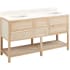 Signature Hardware Robertson 60" Freestanding Mahogany Double Basin Vanity Set with Cabinet, Vanity Top, and Rectangular Undermount Sinks - No Faucet Holes Unfinished / Artic White