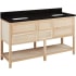 Signature Hardware Robertson 60" Freestanding Mahogany Double Basin Vanity Set with Cabinet, Vanity Top, and Rectangular Undermount Sinks - No Faucet Holes Unfinished / Absolute Black