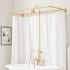 Signature Hardware English Rim Mount Tub and Shower Conversion Kit  with Tub Faucet, Shower Head, Hand Shower, and 60" x 27" D-Shaped Shower Ring Brushed Gold