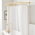 Signature Hardware Gooseneck Wall Mount Tub and Shower Conversion Kit with Tub Faucet, Shower Head, Hand Shower and 60" x 27" D-Shaped Shower Ring Brushed Gold