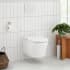 Signature Hardware Arnelle 1.1 / 1.6 GPF Dual Flush Wall Mounted One Piece Elongated Chair Height Toilet with Actuator Plate Flush - Seat and Carrier Included White / White
