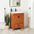 Signature Hardware Maybeck 24" Freestanding Oak Single Basin Vanity Set with Cabinet, Vanity Top, and Rectangular Undermount Sink - Single Faucet Hole Tinted Oak / Carrara Marble