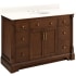 Signature Hardware Claudia 48" Mahogany Single Basin Vanity Set with Cabinet, Vanity Top, and Oval Undermount Sink - 8" Faucet Holes Antique Coffee / Arctic White
